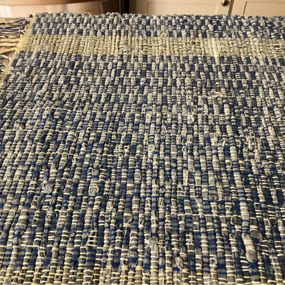 Blue and White Woven Throw Blanket